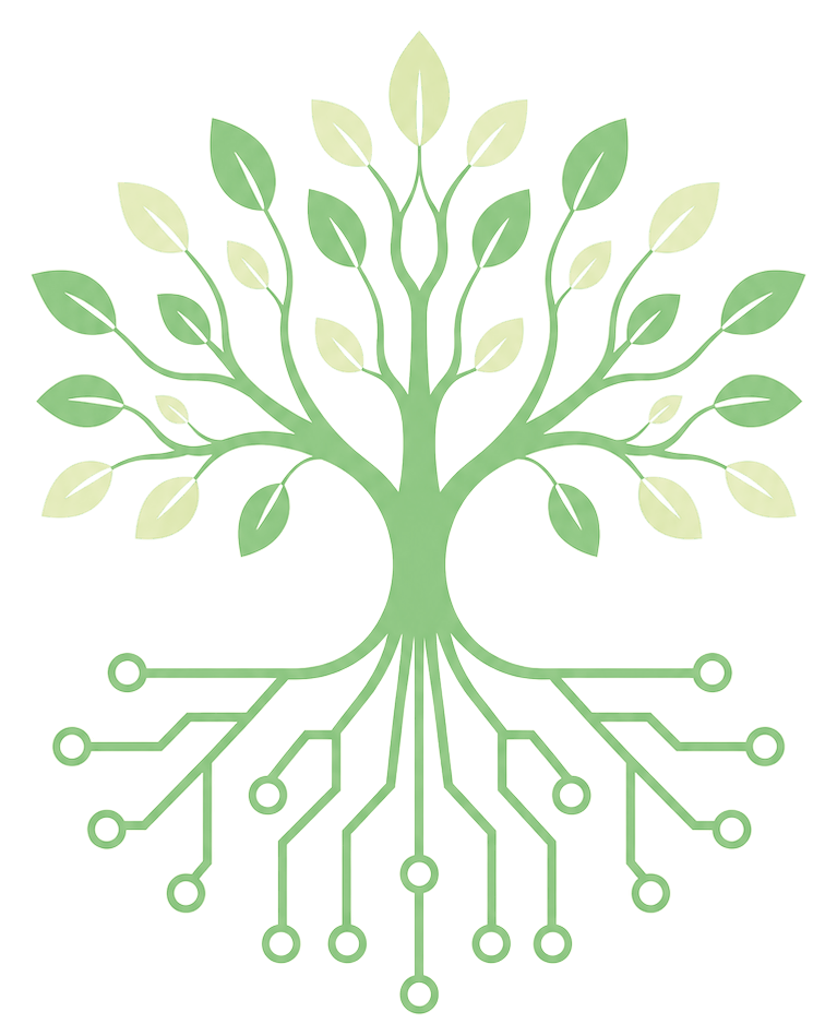 Emblema oficial de Códice Raíz: árbol con raíces-circuito